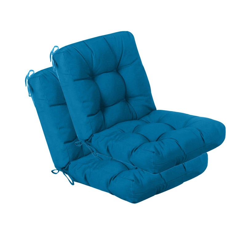 QILLOWAY Outdoor Seat/Back Chair Cushion Tufted Pillow, Spring/Summer Seasonal Replacement All Weather Cushions. (Peacock Blue) - Image 1